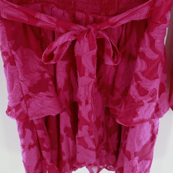 Band Of The Free Fuchsia Peplum Mini Dress Womens XSmall Granny Boho Gypsy NWT - Picture 5 of 11